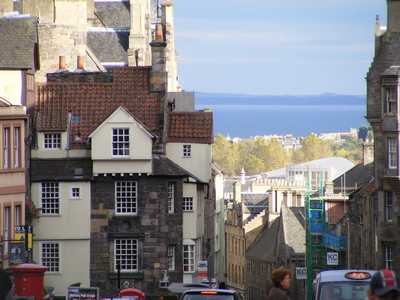 View down Royal Mile past John Knox's House