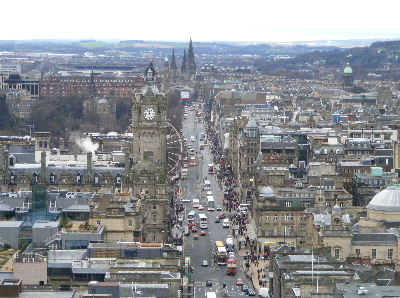 View along Princes Street from the Nelson Monument